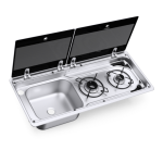 DOMETIC MO9722L, Zestaw 2-palnikowej kuchenki i zlewu, szklane pokrywy (zlew po lewej)