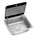 DOMETIC SNG 4133, KWADRATOWY ZLEW ZE SZKLANĄ POKRYWĄ, 410 X 335 MM
