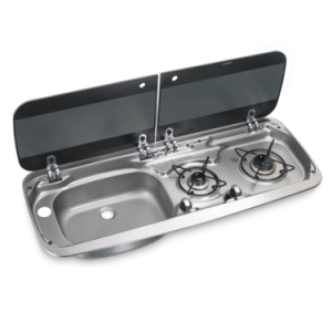 DOMETIC MO9222L, Zestaw: 2-palnikowa kuchenka i zlew, szklana pokrywa (HSG 2370 L)